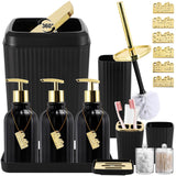 WSBArt 17PCS Bathroom Accessories Bathroom Set Black Bathroom Accessories,Toilet Brush, Trash Can, Qtip Holder Dispenser& 3PCS Soap Dispenser
