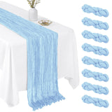 8 Pack Baby Blue 17 x 108 Inch Cheesecloth Table Runner - Boho Gauze Sheer Fabric for Wedding Baby Shower Party Home Decor