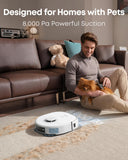 eufy X10 Pro Omni Robot Vacuum and Mop Combo, 8,000 Pa, Dual Mops with 12 mm Auto-Lift and Carpet Detection, AI Obstacle Avoidance, Auto Mop Washing&Drying, Self-Emptying, White