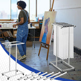 Kolldenn Mobile Blueprint Storage Rack Adjustable Holder with 6 Pcs Blueprint Clamps 4 Wheels Storage Organizer Stand for File Display Plan Office Home(30 Inch)