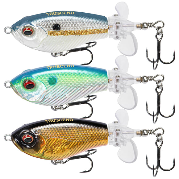 TRUSCEND Top Water Fishing Lures with BKK Hooks, Whopper for Freshwater or Saltwater, Floating Lure Bass Catfish Pike, Wobble Surface Bait Teasers Gifts Men TRUSCEND