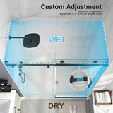 EASYWORC Frameless Shower Door, 55-60" W x 76" H Sliding Glass Shower Door, 1/4''(6mm) SGCC Tempered Glass with Explosion-Proof Film Nano Coating in Matte Black Finish