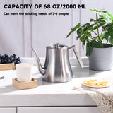 GURUDAR 68OZ/2000ML Stainless Steel Teapot with Removable Infuser, Stovetop Safe Tea Maker Water Kettle for Loose Leaf & Tea Bags, Silver