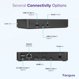 Targus USB C Docking Station Universal DV4K, USB C Laptop Docking Station Dual Monitor 2 HDMI, 65W Power Delivery