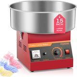 FOHERE Cotton Candy Machine Commercial, 1000W Cotton Candy Maker, Easy Use with 15 inch Stainless Steel Bowl and Sugar Scoop, Makes Hard Candy for Family Party, Fast Candy Production