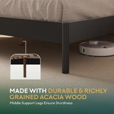 Bme Aurelia King Bed Frame, Solid Acacia Wood, Boho & Modern Style, Rattan Headboard, US Patent Pending Design, Slat Support and No Box Spring Needed, Easy Assembly, Caramel