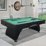 Billiards Table，7 FT Pool Table with Premium Accessories, Durable Matte-Black Finish, and Heavy Duty Legs for Modern Adult Rrec Room Family Game Room (Black+Green)