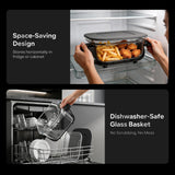 YUKO Smart Glass Air Fryer Non Toxic, 6.3QT & 4.4QT Air Fryer with Dual Glass Baskets with Lids, 8-in-1 Portable Air Fryers Cristal, PFOA & PFAS-Free, Dishwasher Safe, Ideal Kitchen Gift