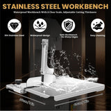 1500W Bone Saw Meat Cutter, 316 Stainless Steel Industrial Butcher Tool Meat Saw, 0.04"-8.0" Cutting Thickness Meat Band Saws, 460 LBS/H High Speed for Butchering for Steak Beef