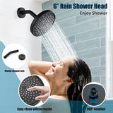 Aolemi Tub Shower Faucet Set With Valve Wall Mount Shower Trim Kit 6 Inch Bathtub Fixtures Rough-in Valve Single-Spray Shower Head System 5.3 Inch Tub Spout Matte Black Modern