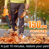20V Cordless Leaf Blower, 150MPH Handheld Blower with 2 Batteries & Charger, Variable Speed Small Electric Leaf Blowers