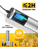 CIRCLE JOY Electric Wine Opener Rechargeable 5-in-1 Stainless Steel Wine Gift Set with Foil Cutter, Wine Aerator Pourer, Wine Drip Ring & Vacuum Stopper, Ideal Gifts for Wine Lovers, Silver