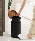 SunnyPoint Elite Bamboo Lid 4.5 Liter / 1.2 Gallon Round Trash Can with Plastic Inner Bucket; Bathroom