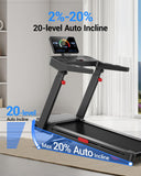 LONTEK Treadmill with Auto 20% Incline, Treadmills for Home, Portable Treadmill with 400lb Capacity Weight, 3.5HP Quiet Running Machine with Adjustable Handle Height, 42.5"× 16.2" Widen Running Area