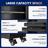 Yizosh Metal Garage Storage Cabinet with Locking Doors and Adjustable Shelves, 74" Rolling Tool Storage Cabinet with 4 Wheels and 2 Drawer for Garage,Warehouse