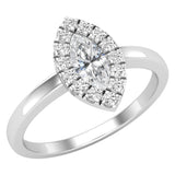 ALLORYA 0.51 Carat (ctw) Marquise & Round Lab Grown White Diamond Halo Engagement Ring for Her in 925 Sterling Silver, Size 10