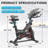 GOFLYSHINE Exercise Bikes Stationary,Exercise Bike for Home Indoor Cycling Bike for Home Cardio Gym,Workout Bike with pad Mount & LCD Monitor,Silent Belt Drive (Black-red) GOFLYSHINE