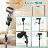 Hair Dryer Stand Hands Free, Hair Dryer Holder Stand with Rotary Lock Swing Arm, 23.6–63" Adjustable Height Hair Diffuser Stand, 360° Rotating with Heavy Base for Dyson Supersonic Bathroom, Vanity