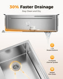CAMMOO 33X22 Drop In Kitchen Sink, 304 Stainless Steel Workstation Sink, Pop-Up Drain, Upgraded Fast Drain & Anti-Clog, Topmount Single Bowl with Accessories, Foldable Grid for Easy Clean