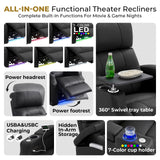 Weilianda Home Theater Seating, Top Grain Leather Movie Theater Recliner