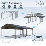PHI VILLA 12x30 Carport, Metal Carports Canopy Heavy Duty Car Port Garage