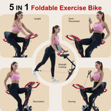 BARWING Stationary Exercise Bike for Home Workout, 5 IN 1 Foldable Indoor Cycling Bike for Seniors, 350LB Capacity, 16-Level Magnetic Resistance, Comfortable Seat Backrest