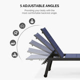 PURPLE LEAF Extra Large Pool Lounge Chairs Set of 2, Aluminum, Navy Blue