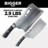Dalstrong Obliterator 9" Meat Cleaver — 6mm Thick, 2.9 lbs, 7CR17MOV Carbon Steel (60 HRC), Full-Tang G-10 Handle — For BBQ Pitmasters, Home Butchering & Heavy Prep — Wood Stand Included
