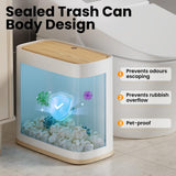 TODAYGO Bathroom Trash Can 2.6 Gal, Wheels, Air Vent, Faux Wood Top