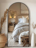 NBGV 71"x32" Floor Mirror Full Length, Arched Full Length Mirror with Stand, Large Full Body Mirrors for Bedroom Living Room or Cloakroom Gold