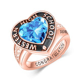 Oseew 2027 Class Graduation Ring Women High School College (Rose Gold)