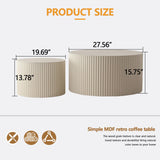 MOOLSUN Modern Nesting Coffee Table Round Wooden Drum End Tables for Small Space Living Room, Bedroom, Balcony, Office (C-Beige(Big))