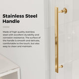 DELAVIN 56-60.in W x 72.in H Frameless Shower Door, Water Repellent Gold Shower Door with SGCC Clear Tempered Glass, Easy Sliding Showe Door with Explosion-Proof Film, Stainless Steel Top Rail