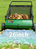 GarveeLife Push Lawn Sweeper, 26 Inch Extra-Wide 4-Brush System, 7 cu.ft. Mesh Bag, Heavy Duty Steel Frame, Height-Adjustable Yard & Garden Cleaner for Leaves and Grass