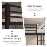 nesture. Bunk Bed Full Over Full, Heavy Duty Metal Bunkbeds with Full-Length Guardrail, Space-Saving Steel Bed for Kids & Adults, No Box Spring Required, Rustic Brown