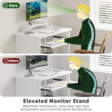 30" Small Computer Desk with Keyboard Tray Monitor Stand, Study Writing Desk with Storage Shelves