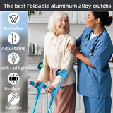 YOKABOZE Forearm Crutches for Adults Foldable Knee Patients Mobility aids for Childre and Seniors for with Leg Injury Adjustable Travel Lightweight Walking Stick (Blue Pro)