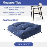 Patio Chair Cushions with Ties, 19x19+5” Tufted Outdoor Seat Cushions, Waterproof Patio Furniture Cushions, Outdoor Dining Chair Pads