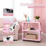 XCX 3 Tier Metal Utility Rolling Cart with Wheels, Pink