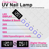 MEKK Cordless UV LED Nail Lamp, 54W UV Light for Gel Nails with Hand-Friendly Red Light, Auto Sensor Professional Flash Cure Lamp with Rotatable LCD Display for Salon and Home, Checkered Design, White