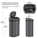 SensorCan 13 Gal Automatic Sensor Trash Can with Lid | Filter | AC Adapter