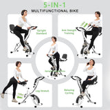BARWING Folding Exercise Bike, Foldable Upright Stationary Bike for Home Gym, Indoor Cycling Bike with 16-Level Adjustable Magnetic Resistance, 6.6 LBS Flywheel, 350LB Capacity, with APP