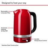KitchenAid 1.7 Liter Electric Kettle, KEK1701, Empire Red