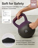 YOTTOY Soft Kettlebell with Leather Handle – Anti-Slip Sweat-Absorbing Grip, Home Gym Kettlebell Weights for Strength Training (Purple, 6 LB)
