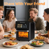 AboveMoon 10L Large Xl Pro Air Fryer Oven With Grill Combo For Kitchen Countertop Use,12 in 1 Smart Convection Ovens,AirFryer With Glass View Window,Nonstick Basket,Fryer Liners,Removable Door-Black