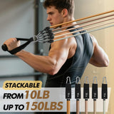 WHATAFIT Resistance Bands, Exercise Bands，Resistance Bands for Working Out, Work Out Bands with Handles for Men and Women Fitness, Strength Training Home Gym Equipment Gradient Coffee