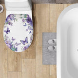 Cugasmaru Elongated Toilet Lid Cover Butterfly Purple Toilet Lid Covers for Bathroom 17 X 14 inches Standard Fits Most Round Elongated and Oblong Lids Accessories Decor