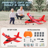 HRZPACT RC Airplane, 2.4GHZ Remote Control Airplane 2CH RC Plane, Hobby RC Airplanes Toy W/ 3 Batteries & Gyro Stabilizer, Easy to Fly for Beginners Kids Boys Girls Adults (Red)