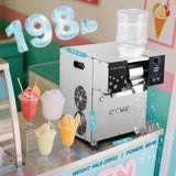 NEWTRY Commercial Snowflake Ice Machine 198lb/Day Shaved Ice Machine 500W Snow Cone Maker Air Cooling Speed Adjustable Ice Crusher 110V US