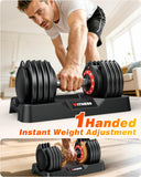 XDDIAS Adjustable Dumbbell Set of 2, 25/55/80LB Dumbbell Set-Fast Adjust Weights Set, 5/10/16 in 1 Free Weights Dumbbells Set with Anti-Slip Metal Handle, Compact Size (25LBS)